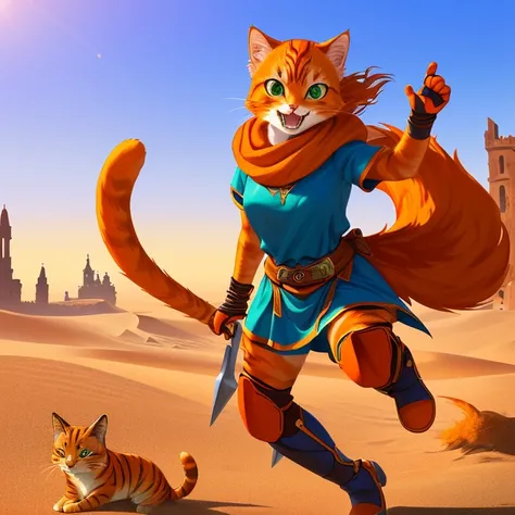 Masterpiece, HD, high resolution, high quality, best quality, super detailed. Solo creature alone, multiple views. Fantasy art.
{{(A 30-years-old female domestic-orange-cat-female-explorer:(appearance: full-body-covered in orange-cat-fur. green-color-cat-e...