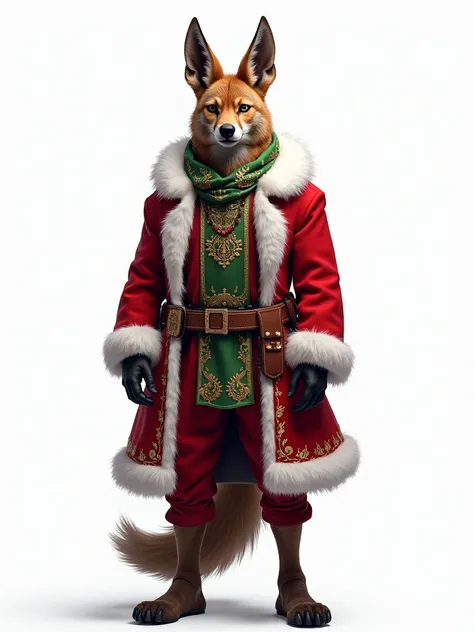 male anthro anubis god, christmas outfit, white background