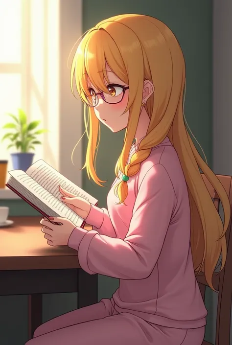 ((hyper super ultra detailed perfect piece)),illustration,masterpiece,(extremely detailed CG 8k),(very fine 8K CG) ,(masterpiece), (best quality), (ultra-detailed), amazing,((absurdres, attractive)),indoor,from side,daylight,
1girl, glasses, blonde and sin...