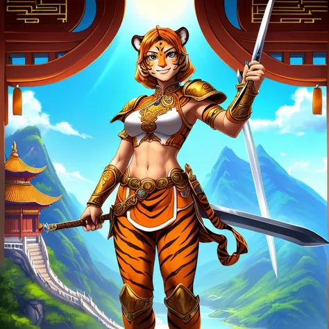 Masterpiece, HD High Resolution, high quality, Best Quality, super detailed. Solo creature alone, multiple views. Fantasy art.
{{(A 80-years-old adult-female-tiger-humanoid:(appearance: true-female-tiger-face. tiger-orange-body-hair-with-black-stripes. ora...