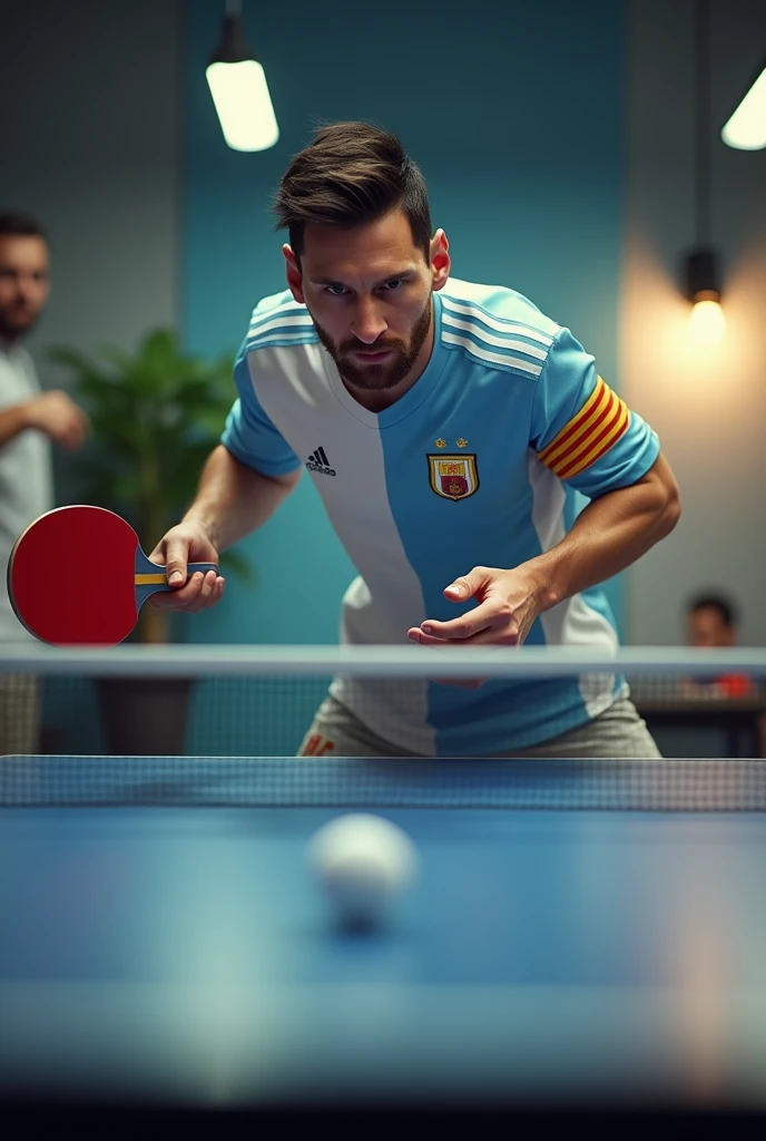 Messi playing ping pong