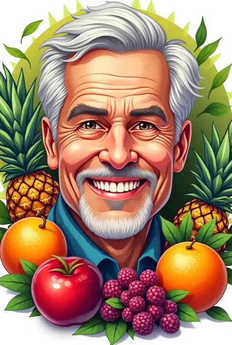  to generate a fresh fruit logo，There is an image of a middle-aged man 