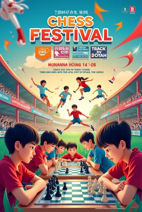 Please create a poster for me about Thinh Long High Schools sports festival including the following subject: chess