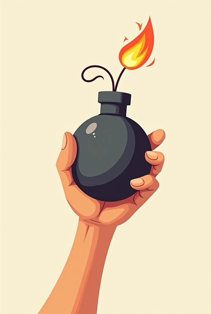 Cartoon Hand Bomb Vector Template