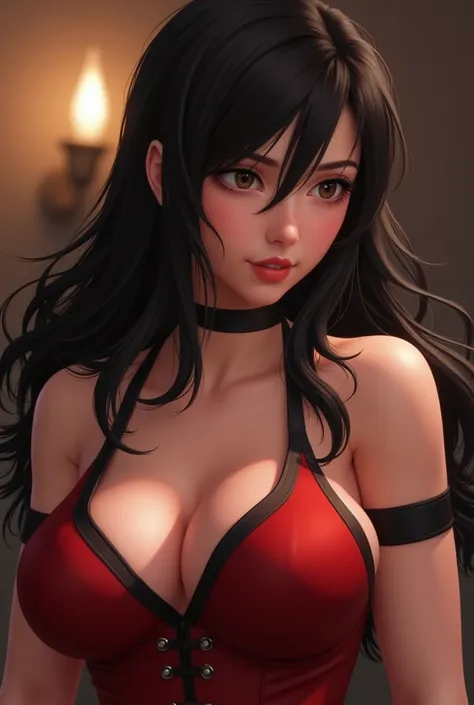 Tifa Lockheart from Final Fantasy, blowjob, big boobs, blowjob POV, cum on breasts, penis in mouth, HD, quality, Final Fantasy style
