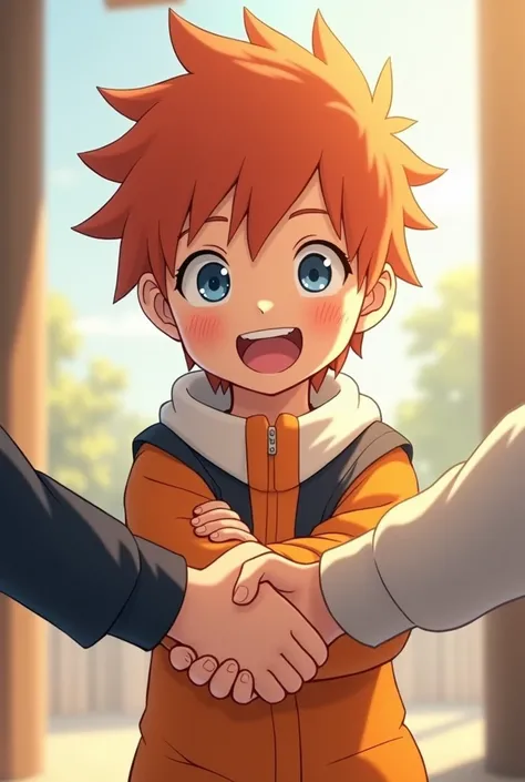 Chestnut  boy ,  shakes hands in Naruto(manga),  smile 