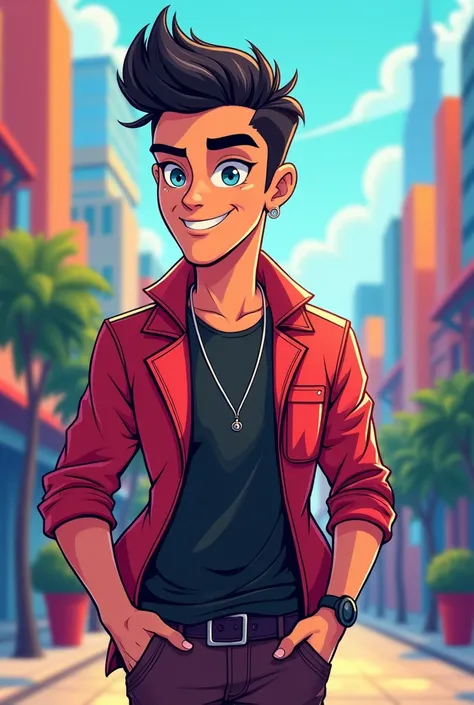 Make a ai cartoon of a handsome young styleboy whos name is Saif