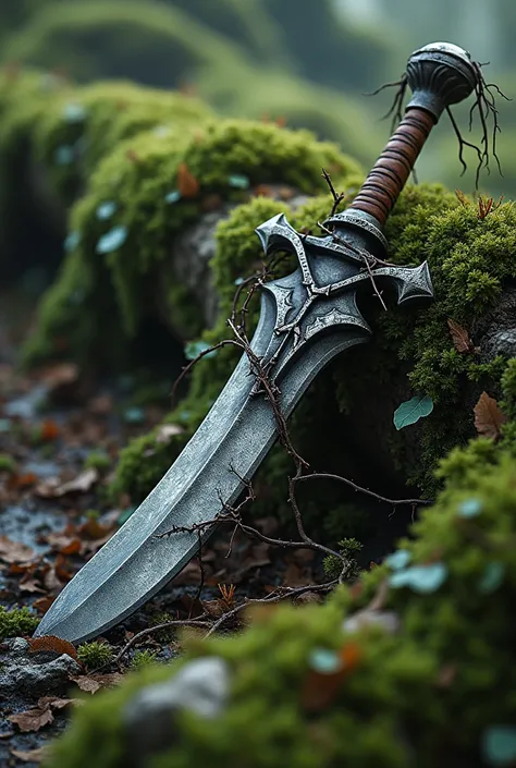 A  scimitar, Overgrown by thorns, 
