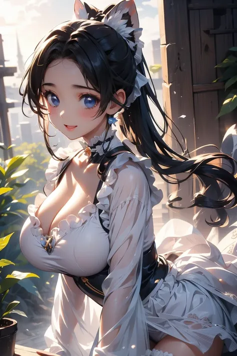  greatest masterpiece、 best quality、 realistic、 Detailed Details、8k、 one woman、 perfect face、 Perfect Body 、Big Breasts、 big butt、Big Breasts、 cleavage、 plump thighs 、 high ponytail、 black hair、 pubic skin、sweat、 tan、smile、 Magical Girl、gem、 leotards、Frill...