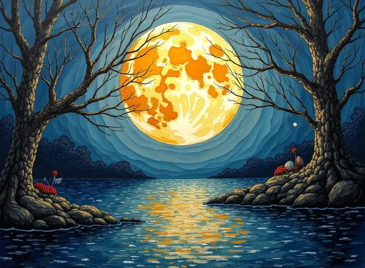 8k, masterpiece, (pastel color:1.8), (mosaic art:1.8), (oil painting:1.8)

break (Full Moon, mystical, mysterious, bright and clear), (light-yellow silver moon:1.6)

break (midnight:1.5), beautiful landscape, fantasic landscape, (dark night:1.5), 

break (...