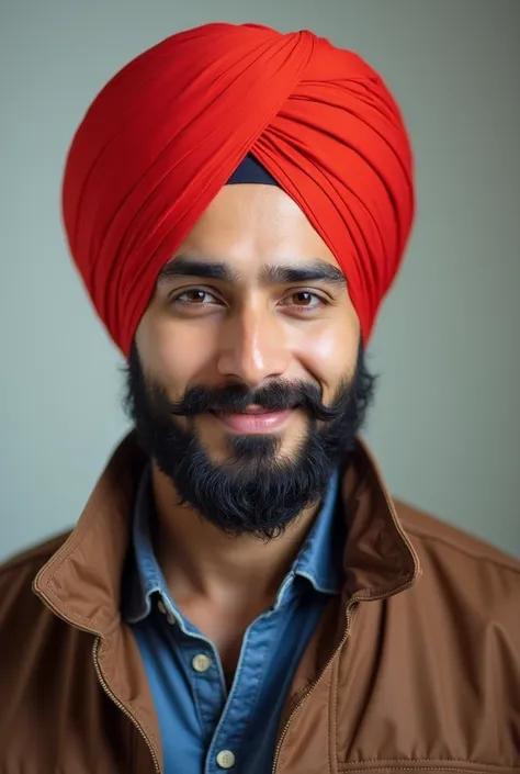  20 year old Sikh influencer sardarji posing short trimmed beard and moustache handsome fair skin, diljit Dosanjh style, well tied turban and styled, pale skin, cheeky bones and chiseled jawline face