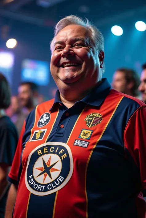 Chubby 50-year-old dressed in the Recife Esport Club jersey