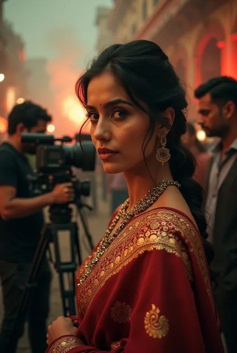 affiche de film sur une actrice indienne en train de filmer une scene 