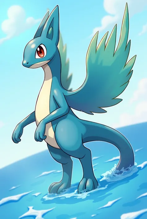  Pokémon with a slender and agile body ,  covered by scales that resemble the surface of the sea. Their wings are large and colorful,  reflecting the liveliness of Rios beaches .  Its tail is long and undulating , Like the waves of the sea .  Your eyes are...