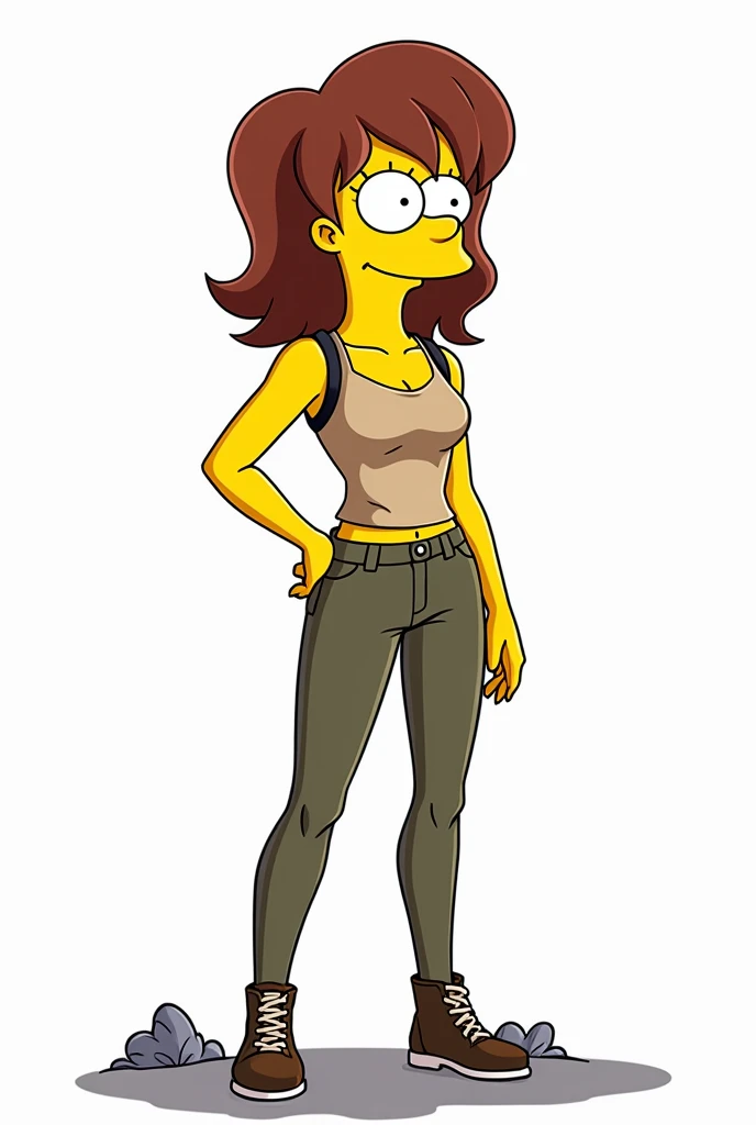 image with traces of the fortnite game, a cartoon of s woman, arnie pye female version, side view, neutral, white background, simpsons, the simpsons, original simpsons cartoon style, style simpsons, simpsons style, simpsons photo, simpsons movie art