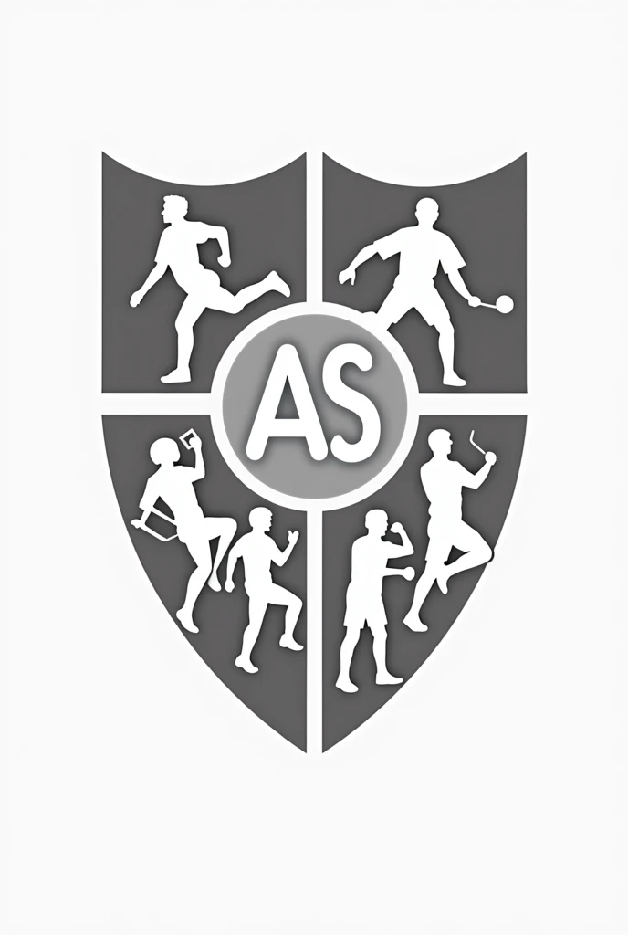 Je voudrias un logo style blason pour le collège Jacques Prévert, représentant chacun des sports du collège bien distinctement, séparément, et marquer dessus "AS Jacques Prevert" : tennis de table, du volleyball, du judo, du badminton, du basketball et de ...