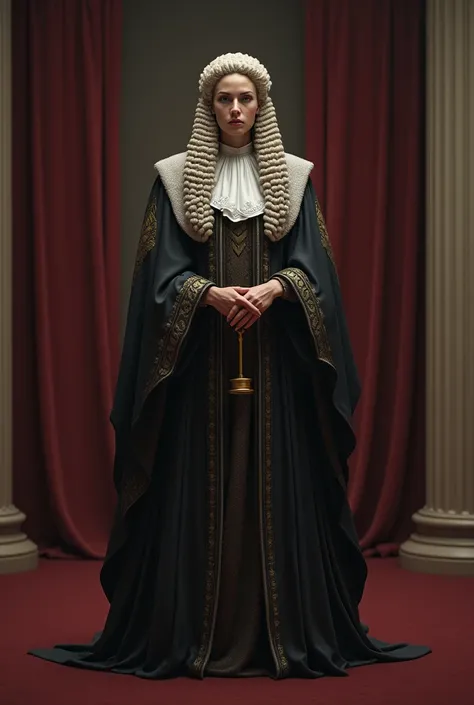 A woman , Dressed as a judge 