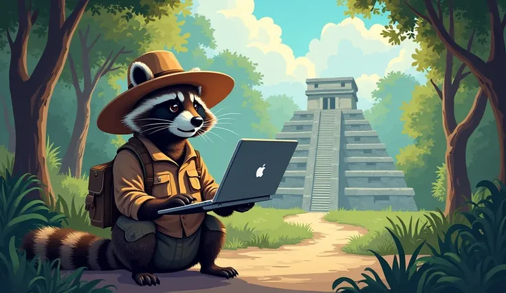 seo raccoon digital marketing safari macbook web design clock money click mayan treasure ruins SMM PHP