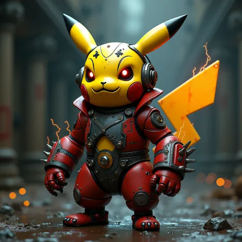 Robot Pikachu with Hellboy colour costume