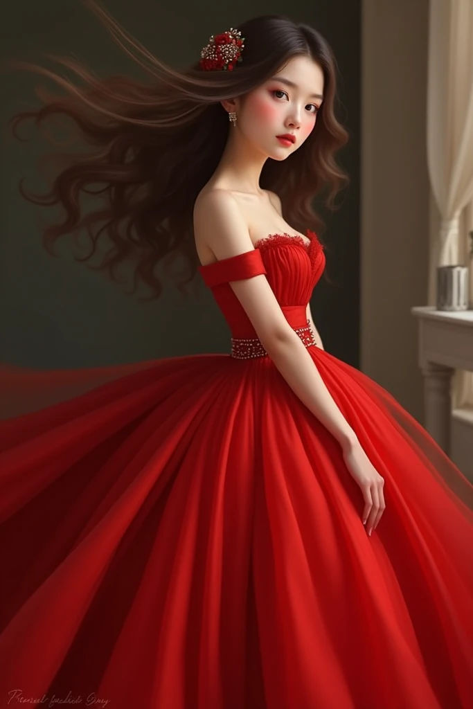 Its a girl, its a beautiful dress and the color is red