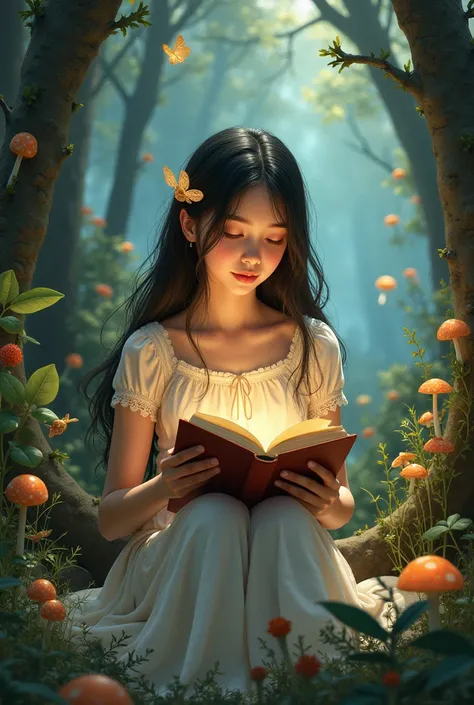 Ill draw me a girl reading a book in a fairytale world