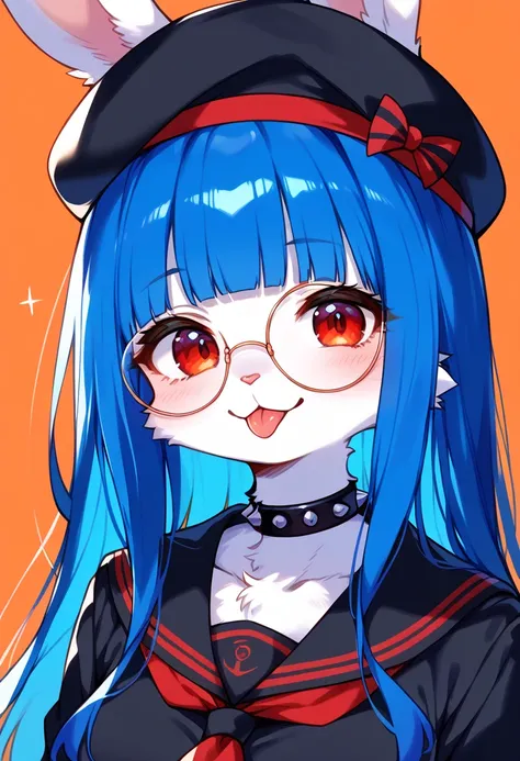 score_9, score_8_up, score_7_up, score_6_up, score_5_up, score_4_up, source_anime, best quality, amazing quality, very aesthetic, absurdres, 1girl, (furry, kemono:1.3), rabbit, rabbit girl, rabbit ears, blue hair, red eyes, long hair, sailor collar, blush,...