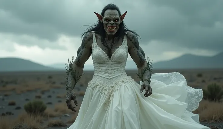 mordor orc in white wedding dress