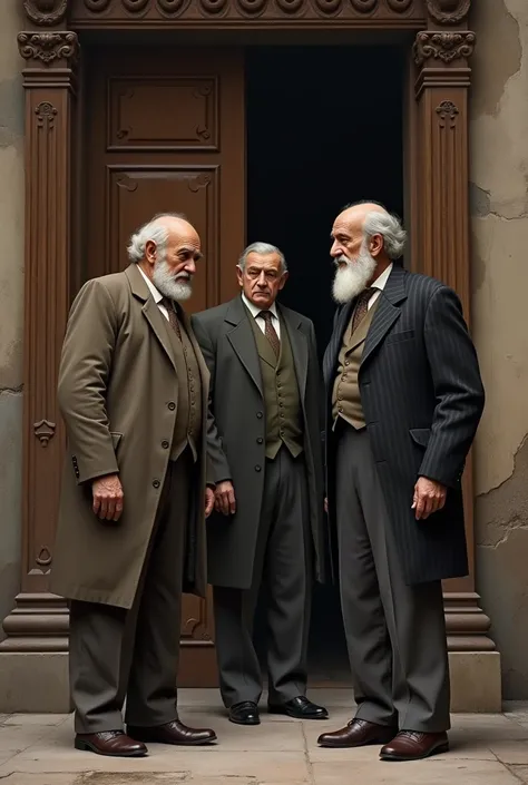 Three old men at a door