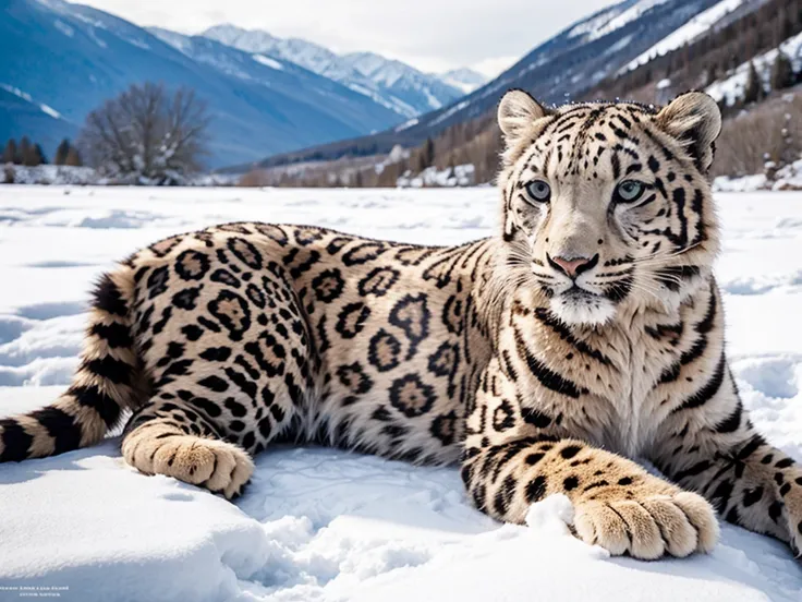  Award-winning wildlife  (Medium Long Shot:1.4),  35mm Film Movie Still ,   ultra photorealistic ,  photorealism, WildLife , National Geographic 、(On a snowy field)、(Little snow leopards are spoiled by sticking to their mothers snow leopard)、 Shot on Hasse...