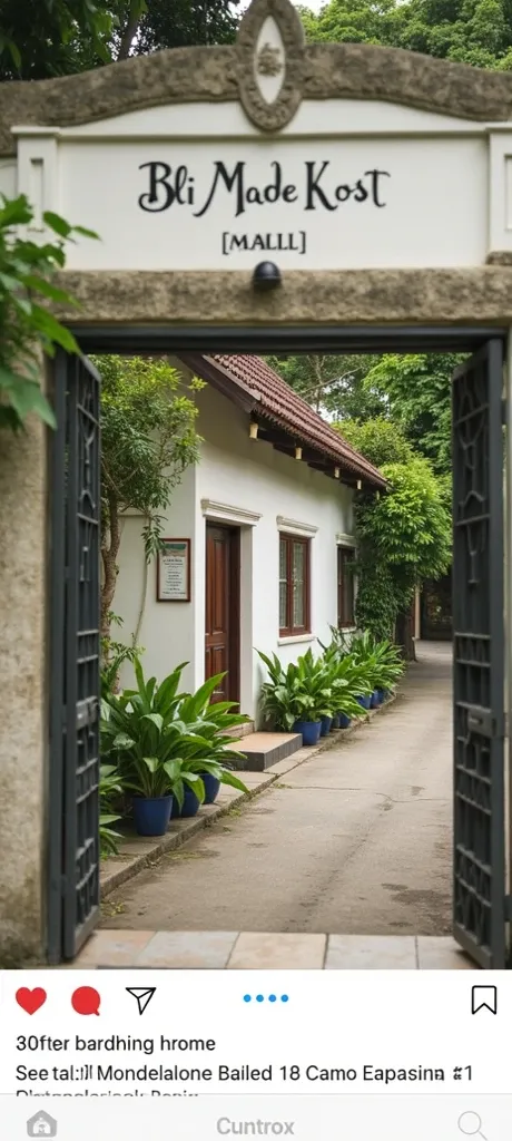  a place named  " Bli Made Kost ".  Here are the details of the picture :

1.  Location and Name :

Tempat ini bernama  Bli Made Kost . Street and Buildings View :

 The road to the place consists of a small paving block , quite narrow ,  with space allowi...