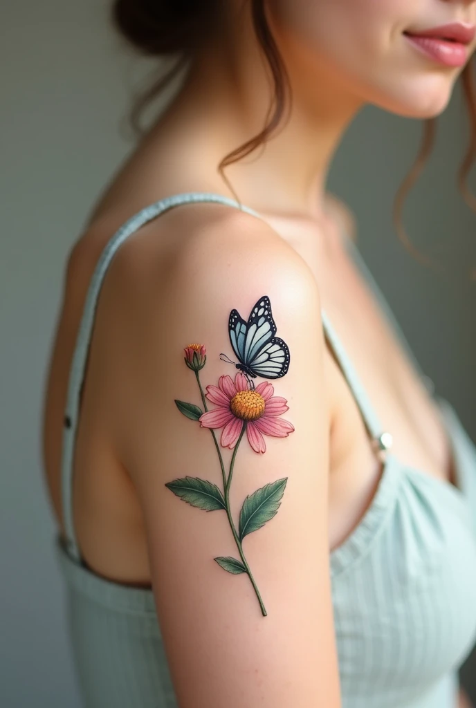 flower, butterfly cute armband tattoo