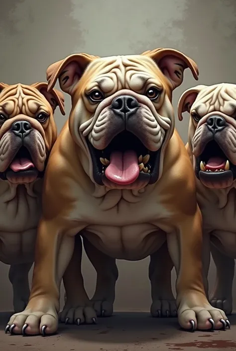 (photorealism:1.2), picture of bull dogs looking scary 