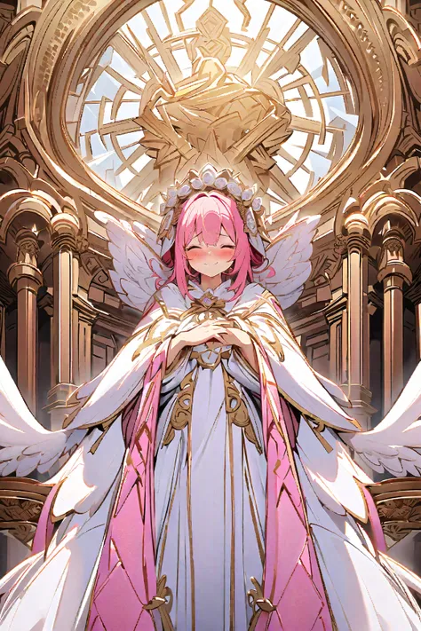 NSFW,masterpiece, best quality, high definition , Very detailed, girl,Angel Wings,smile,Embarrassed,blush,altar,temple