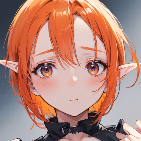 (( best quality)), ((masterpiece)), ( Details),  perfect face,juvenile,Bob Head ,Orange Hair,Elf