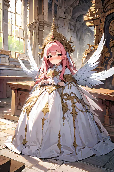 NSFW,masterpiece, best quality, high definition , Very detailed, girl,Angel Wings,smile,Embarrassed,blush,altar,temple