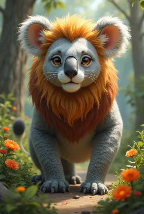 A koala fused with a lion 