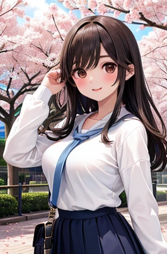  Gaoling loves flowers、 shiny brown hair with closed eyelids, Wavy long hair、,  beautiful brown eyes、smile、Sparkling Eyes, (fine grain)、 ultra-detailed eyes sandwiched between columns、非常に detailed face ,  very detailedな目,

  Masterpiece ,  best quality , h...