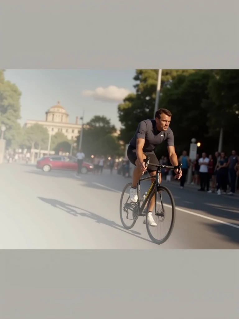 Macron qui fait du velo 