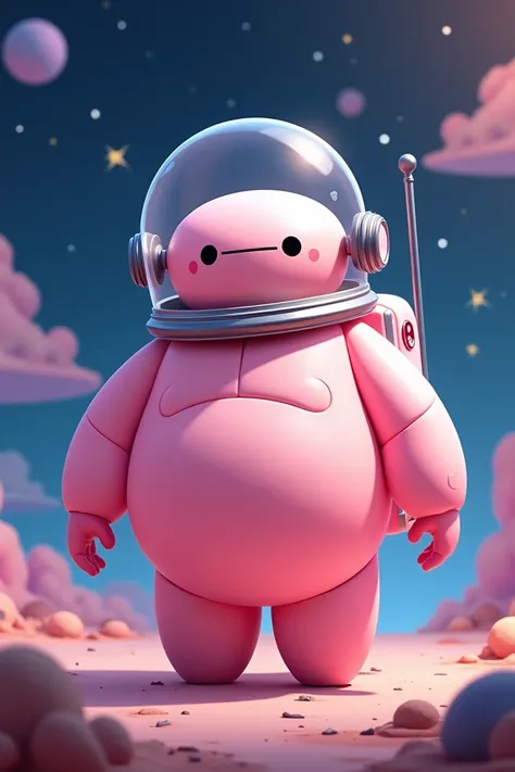 Disney-style animated image with pink Baimax and looking like an astronaut costume but animated chibi type 