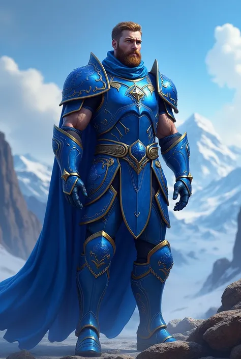 Can you make me an image of a male Paladin Tiffelin with blue colors for a fantasy role-playing game