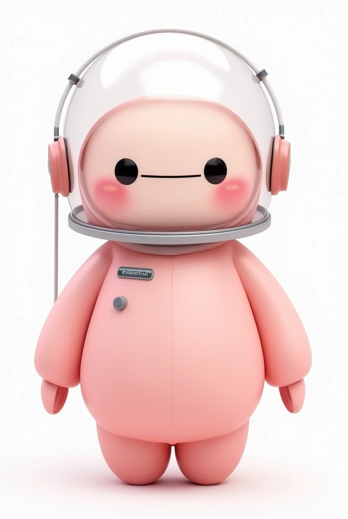 Disney-style animated image with pink baimax and looking like an astronaut costume but animated chibi type and with tender eyes on a white background 