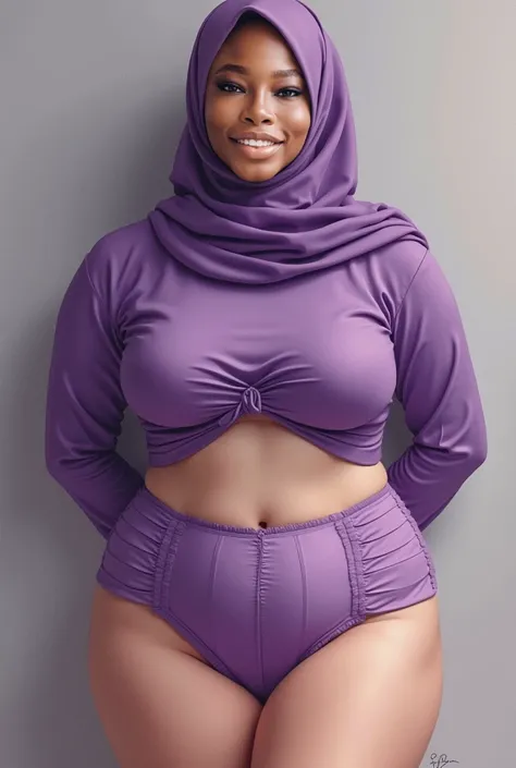 HIJAB,  CUTE OLD MALAY HIJAB,  Purple Lingerie,  Hands behind back , PLUMP LONG SOFT CORSET PANTIES,  Close up clear image, SOFT SMILE FACE EXPRESSION,  from the front,  tera pencil painting. ((HEAVY BREASTS)),   (BIGGER BREASTS) kie dowN, 
LORA
concept pa...