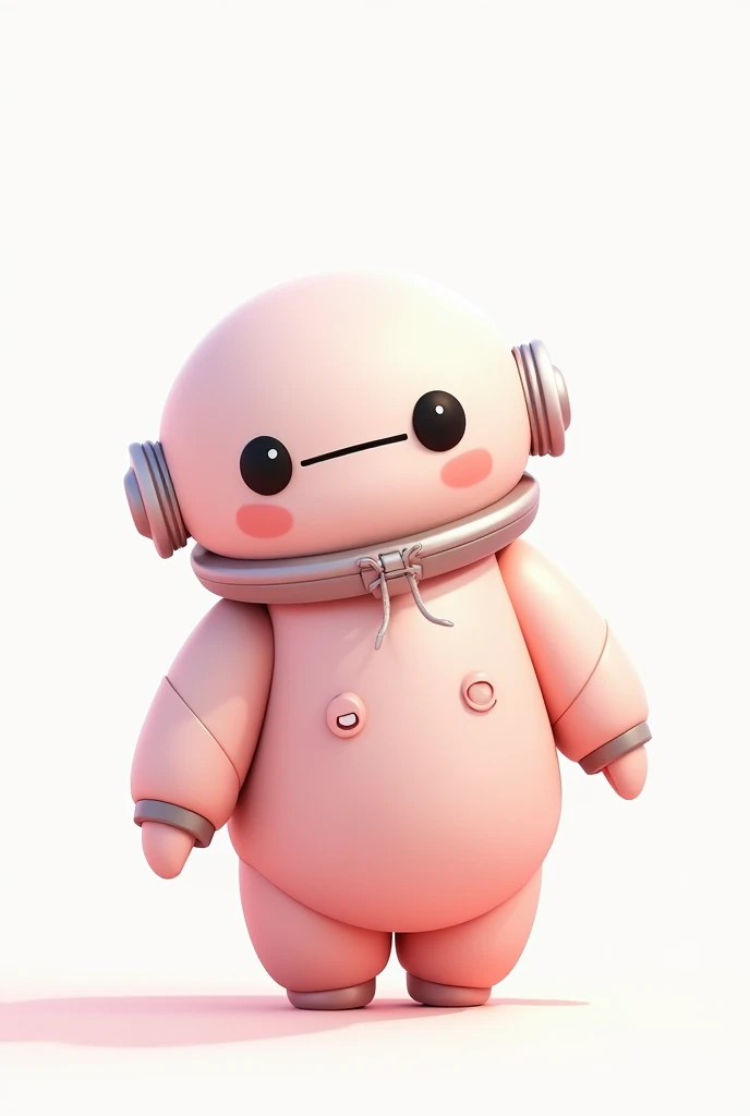 Disney-style animated image with pink baimax and looking like an astronaut costume but animated chibi type and with tender eyes on a white background 