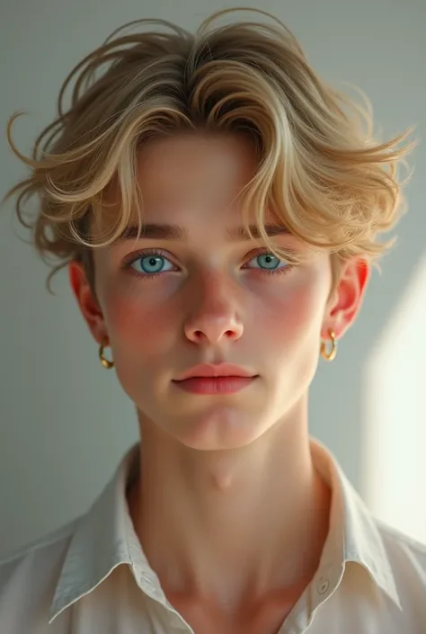 Beautiful teen man blonde blue eyes