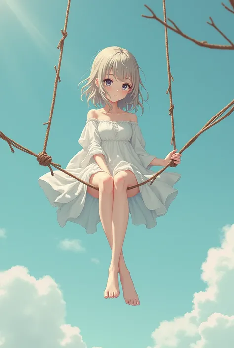 Anime girl on a twine with bare legs