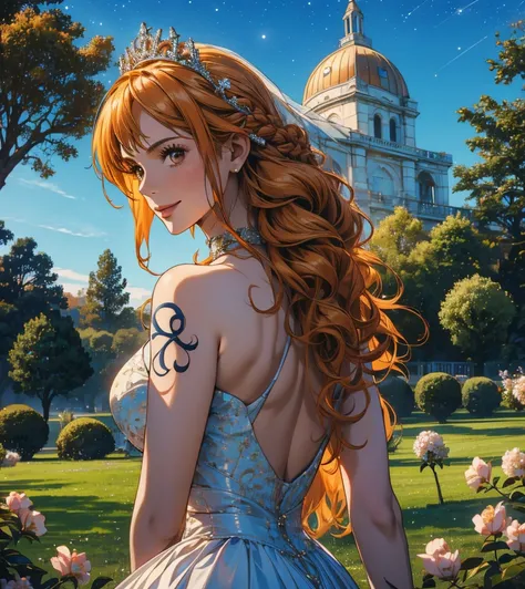 (masterpiece, best quality, 4K, 8k,   high definition  , 最高masterpiece:1.2),  super detailed, (Realistic, photoRealistic, photo-Realistic:1.37),   Pale Orange Hair  ,  dress, pale orange hair hidden in thick grass ,(Beautiful hairstyle,Braid 1 .3), tiara ,...