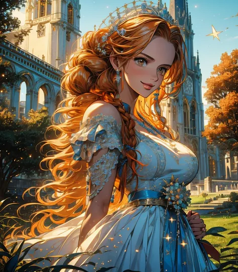 (masterpiece, best quality, 4K, 8k,   high definition  , 最高masterpiece:1.2),  super detailed, (Realistic, photoRealistic, photo-Realistic:1.37),   Pale Orange Hair  ,  dress, pale orange hair hidden in thick grass ,(Beautiful hairstyle,Braid 1 .3), tiara ,...