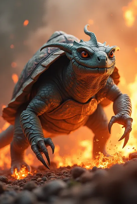 Turtle and dragon snake mix breed in fire baground 