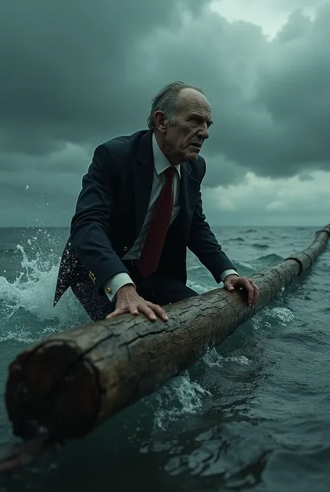 A gentleman from the saw clinging to a log of a stick