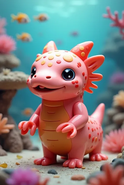 Super cute coral axolotl estilo LEGO super cute
 for profile picture fondo marino